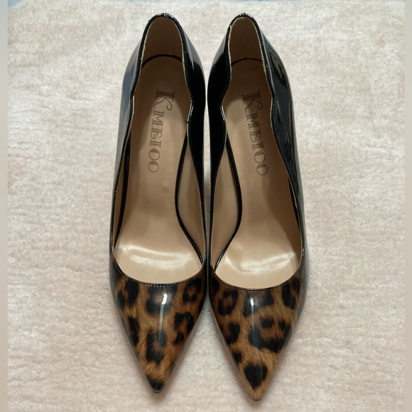 KMEIOO black and cheetah heels. - Picture 7 of 7